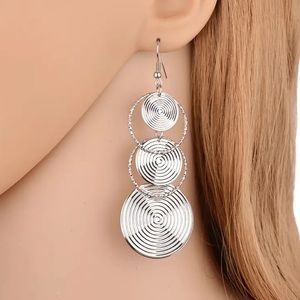 Silver Layered Geometric Drop Style Earrings